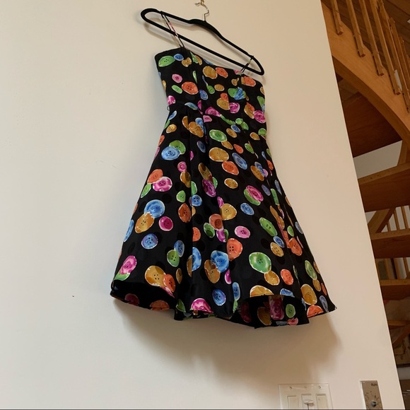 Size 8 Button Print Silk Party Dress - Picture 7 of 10
